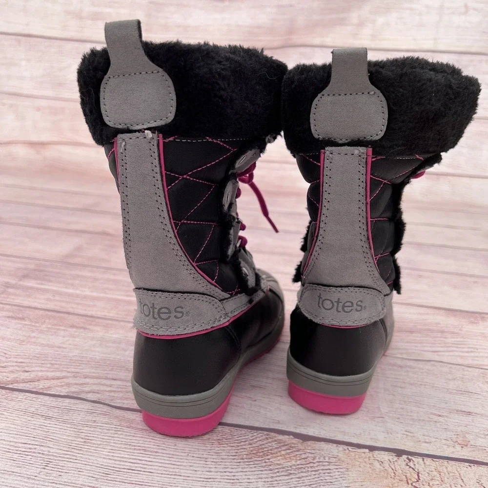 Totes Adventure Gear Shelby Black /Gray Winter Snow Boots Girls Size 12 Med